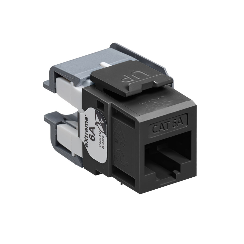 Leviton 6110G-RE6 eXtreme CAT6A QuickPort Jack, Channel-Rated, Black