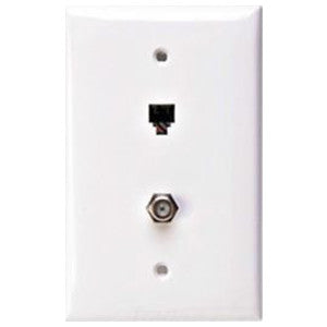 Leviton 40539-CMW Midsize Telephone/Video Wall Jack, 6P4C F, White