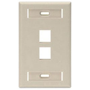 Leviton 42080-2IS Standard Size Wallplate with ID Window, 1 Gang, 2-3/4 in, Plastic, Flush Mount