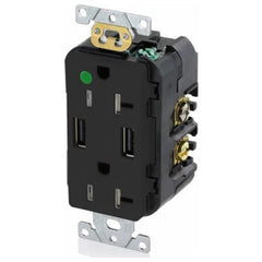 Leviton T5832-HGE Hospital Grade Combination Tamper-resistant Duplex Receptacle and Dual-port USB Charger NEMA 5-20R 20A-125V