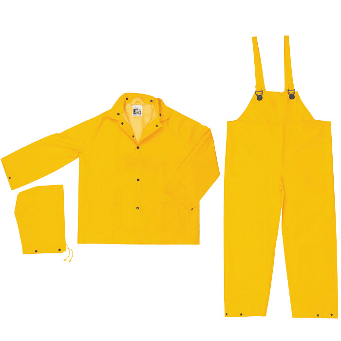 MCR Safety FR2003L Classic Series Rain Gear, 3pc Waterproof Yellow Rain Suit