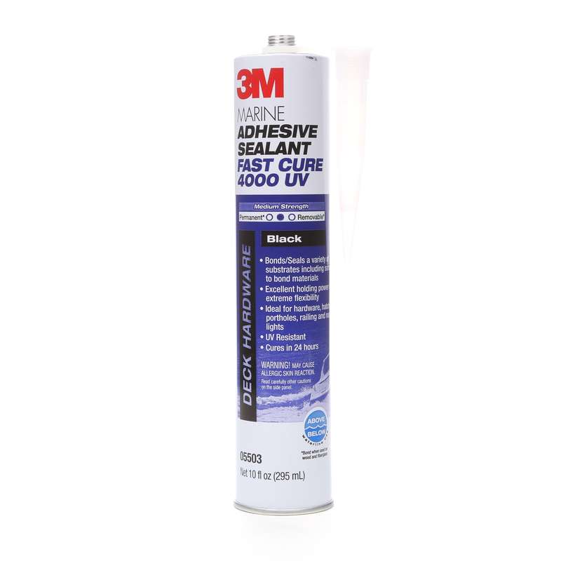 3M 7010367955 Marine Adhesive Sealant 4000 UV, Black, 295 mL Cartridge, 12/Case