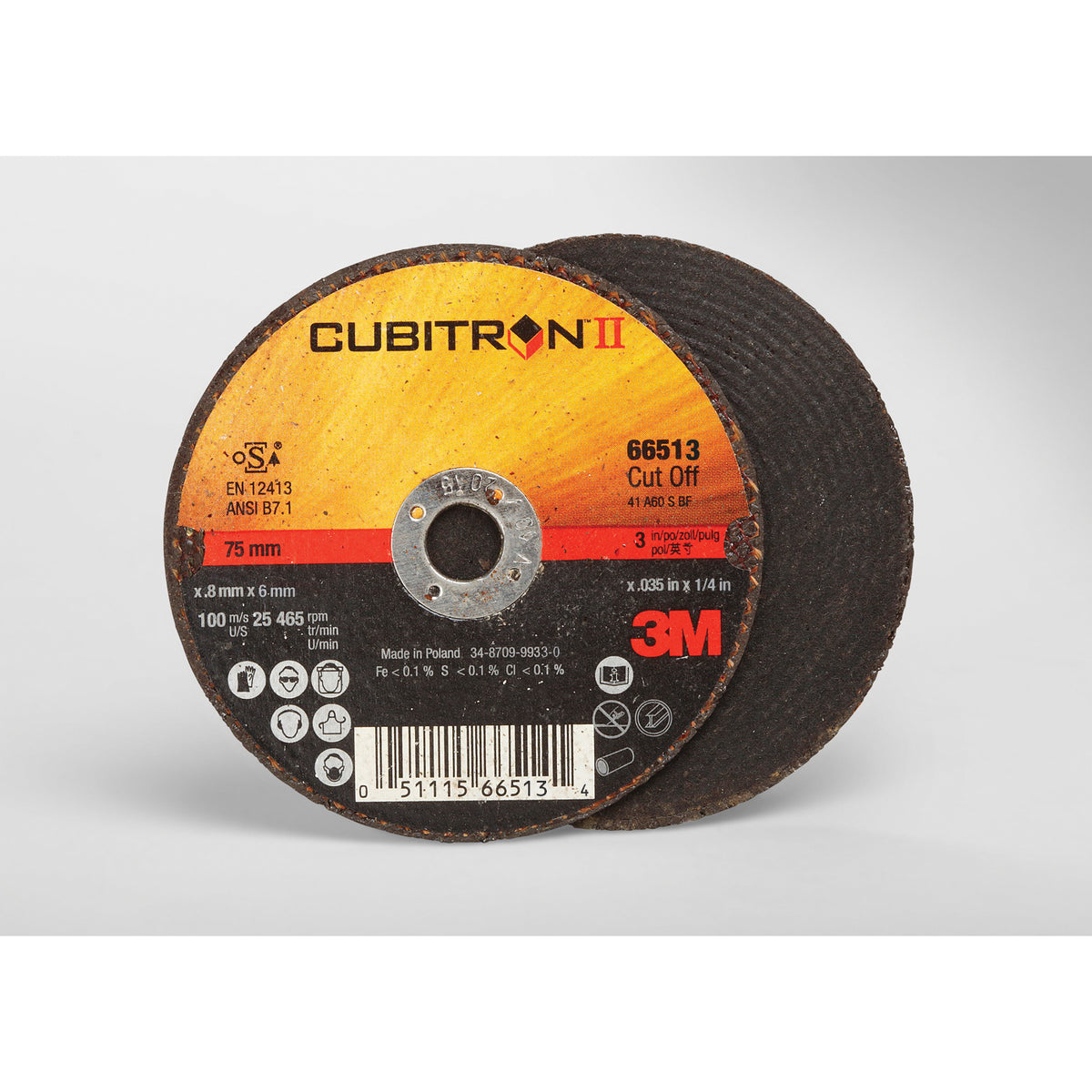 3M 7100094770 Cubitron II Abrasive Cut-Off Wheel 3 in Dia Wheel x 0.035 in THK Wheel