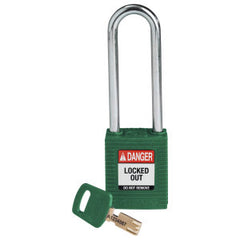 Brady NYL-GRN-76ST-KD SafeKey Lockout Padlock Nylon Green 3.0 in. Steel Shackle Keyed Different