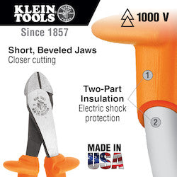 Klein D2000-48-INS Insulated Pliers Heavy-Duty Diagonal-Cutting 8-Inch