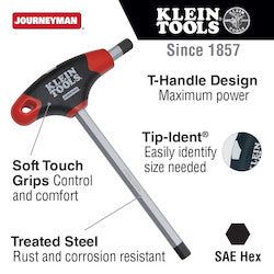 Klein JTH410E Hex Key Set, SAE T-Handle, 4-Inch, with Stand, 10-Piece