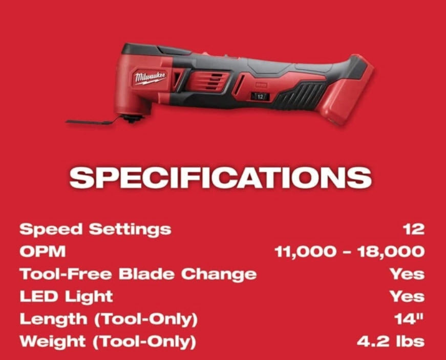 Milwaukee 2626-21HO M18 Multi-Tool Kit w/ High Output HO 3.0 Battery and Charger