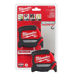 Milwaukee 48-22-0325G Compact Wide Blade Magnetic Tape Measure 25 ft 2pk