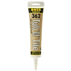 Boss 36251 Silicone Acrylic Tub and Tile Caulk Bright White 5.5 Ounce Tube