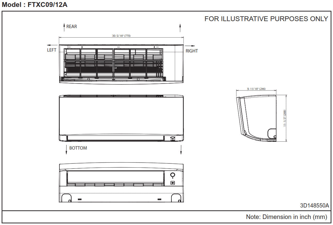 Daikin FTXC09AXVJU Entra R-32 - 9K Indoor High Wall Unit