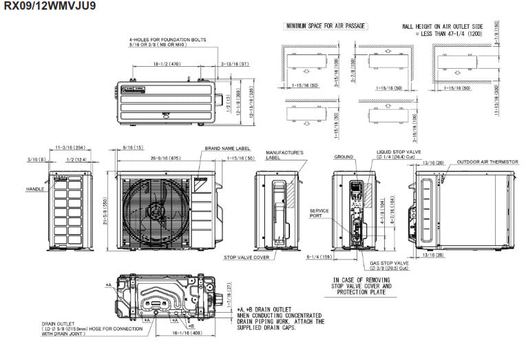 Daikin RXL12WMVJU9 Heat Pump Ductless ODU 1.0 Ton Replacement MPN