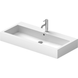 Duravit 0454100000 Lavatory Sink Vero Wall Mount with Overflow 18-1/2 x 39-3/8 Inch Rectangle White 1 Hole