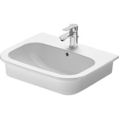 Duravit 0337540030 Lavatory Sink D-Code Drop-In with Overflow 21-1/2 x 17-1/8 Inch 7-7/8 Inch Spread Rectangle White 3 Hole