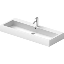 Duravit 0454120000 Lavatory Sink Vero Wall Mount with Overflow 18-1/2 x 47-1/4 Inch Rectangle White 1 Hole