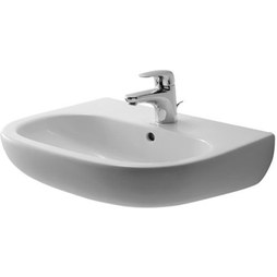 Duravit 23105500302 Lavatory Sink D-Code Wall Mount with Overflow 16-7/8 x 21-5/8 Inch 7-5/8 Inch Spread