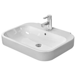 Duravit 2316600000 Lavatory Sink Happy D.2 Wall Mount with Overflow 18-3/4 x 23-5/8 Inch Rectangle White 1 Hole