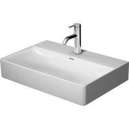 Duravit 2356600041 Lavatory Sink DuraSquare Less Overflow 23-5/8 x 15-3/4 Inch Rectangle White 1 Hole