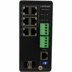 Lantronix SISPM1040-362-LRT Managed Hardened Gigabit Ethernet PoE+ Switch 4-10/100/1000Base-T PoE+ Ports 2-10/100/1000Base-T RJ-45 and 2-100/1000Base-X SFP Slots