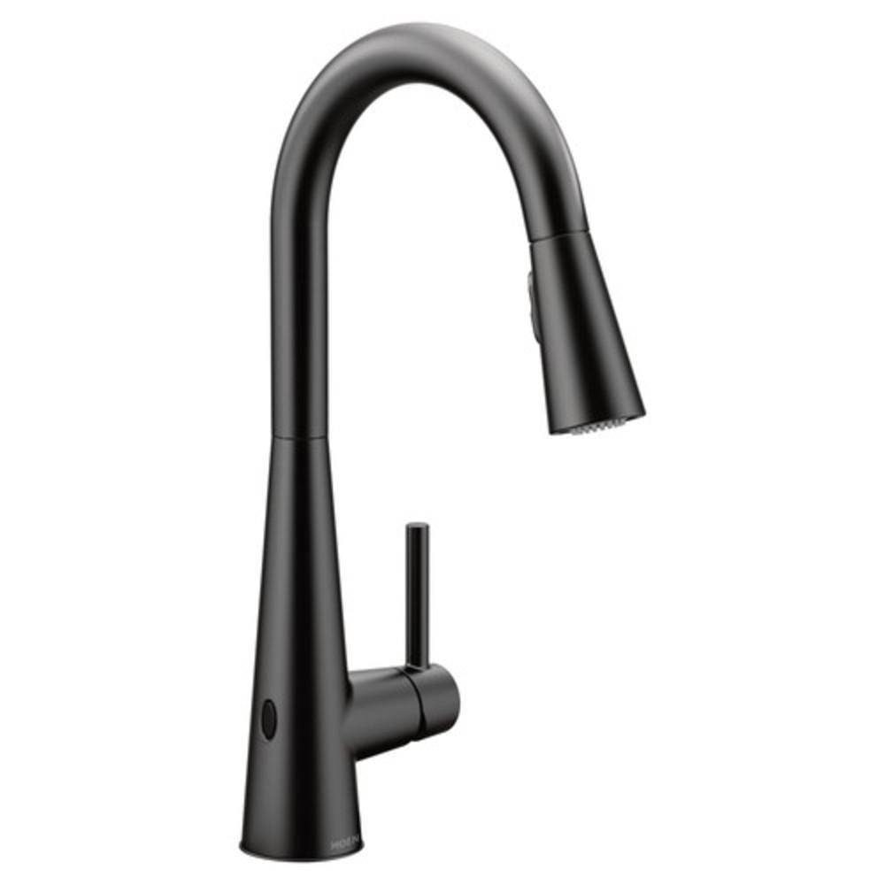 Moen 7864EWBL Sleek MotionSense Wave Kitchen Faucet in Matte Black