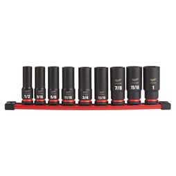 Milwaukee 49-66-7022 9PC SHOCKWAVE Impact Duty 1/2 In Drive SAE Deep 6 Point Socket Set