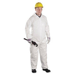 PIP 3606/L Posi-Wear BA Microporous Disposable Coveralls with Attached Hood, Elastic Wrists/Ankles, White, Large