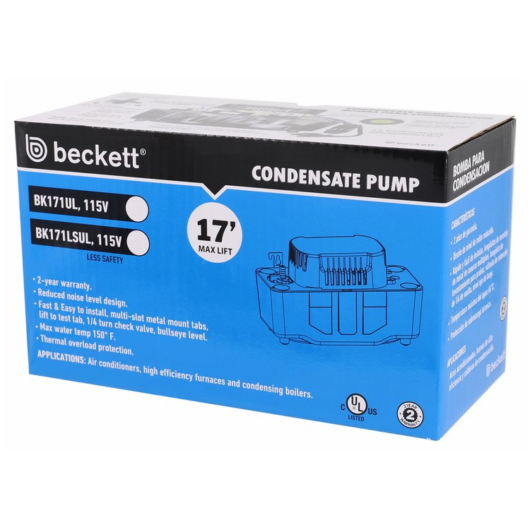 Beckett BK171UL Condensate Pump Medium 115V 17 Foot Lift