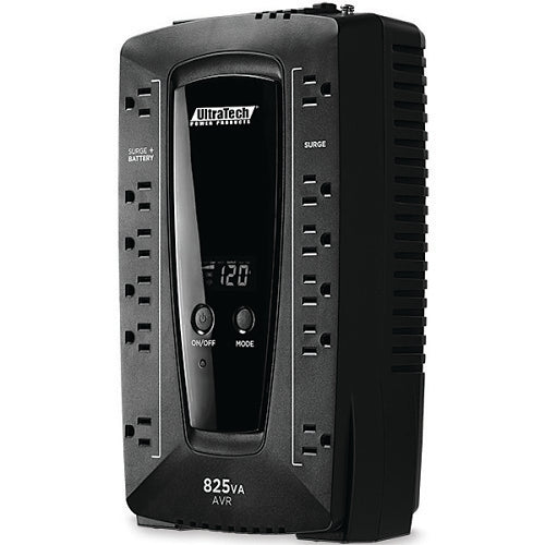 UltraTech 0E-825V12VRD Battery Backup Line-Interactive Compact UPS with 12 Outlets