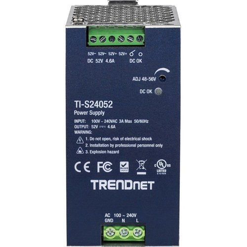 TRENDnet TI-S24052 AC to DC DIN-Rail Power Supply with PFC Function, 52VDC at 4.61A