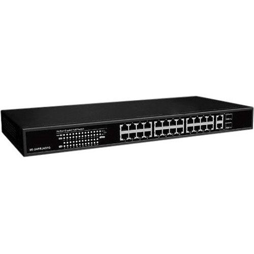 UltraTech 0E-24PRJ45FG 26-Port Gigabit PoE Switch, 24-Port PoE + 2 Shared Uplinks (RJ45 or SFP)