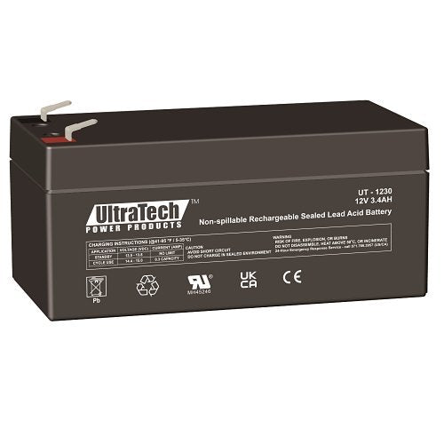 UltraTech IM-1230F1 12V, 3.4Ah SLA Battery, F1 Terminal