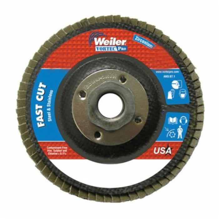 Weiler 31347 Vortec Pro Coated Abrasive Flap Disc 4-1/2 in Diameter 120 Grit