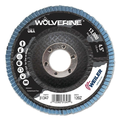 Weiler 31347 Vortec Pro Coated Abrasive Flap Disc 4-1/2 in Diameter 120 Grit