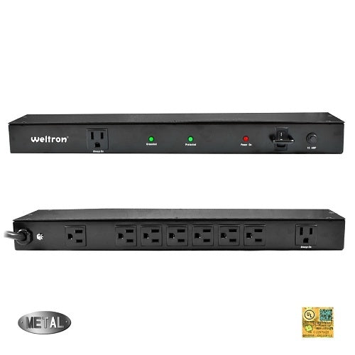 Weltron WSP-900RM Surge Protection Module, Outlet Strip Rack Mount, 15 ft