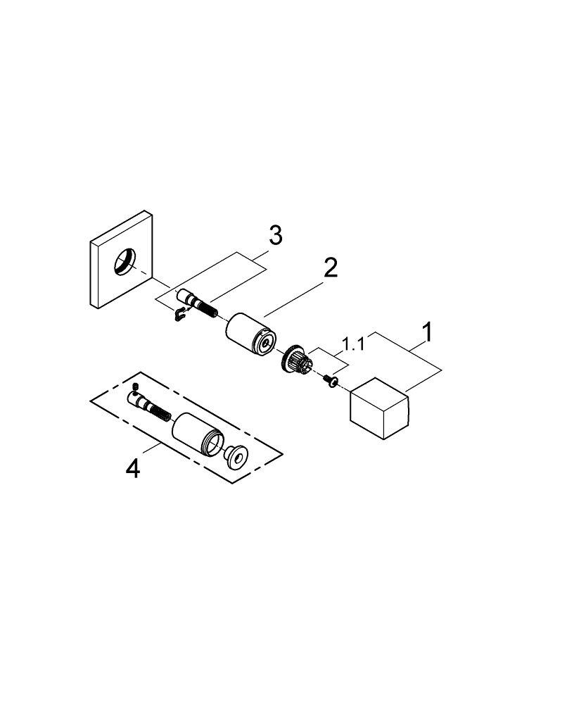 GROHE 19910000 Eurocube Single Handle Volume Control Valve Trim in StarLight Chrome