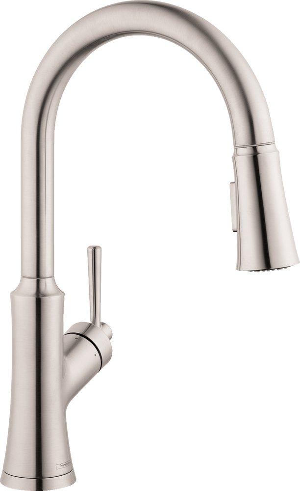 Hansgrohe 04793800 Joleena Single Handle Pull Down Kitchen Faucet in Steel Optic