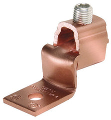 BURNDY KLU35 Copper Terminal, Offset Tongue, 1 Hole, 14 AWG (Sol)-6 AWG (Str), #10 Stud, 1 Screw