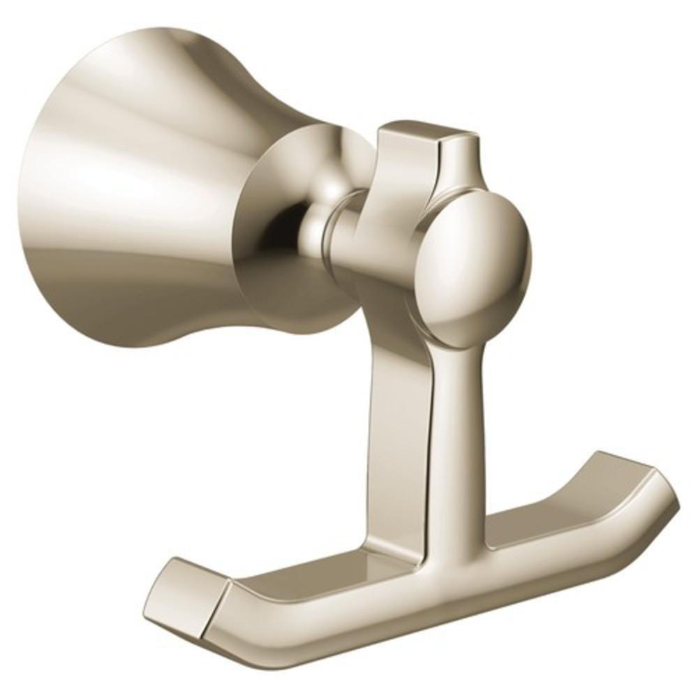 Moen YB0303NL Flara 2-Hook Robe Hook in Polished Nickel