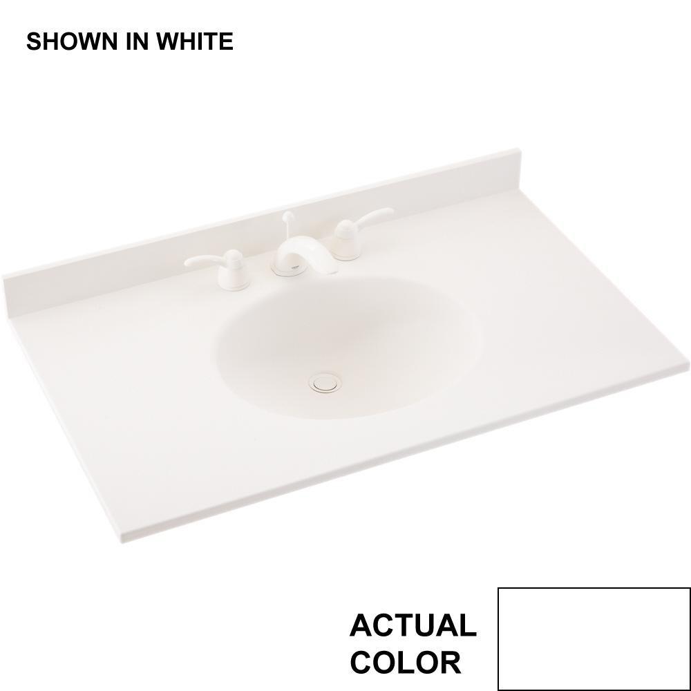 Swan Corporation VT02225.010 Swanstone 25 in x 22 in Single Bowl Swanstone Solid Surface Vanity Top in White