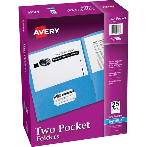 AVERY Avery AVE47986 2-pocket Folder Light Blue Box of 25