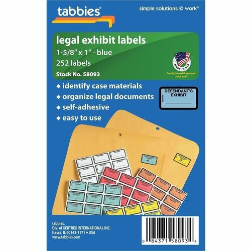 TABBIES Tabbies TAB58093 Defendant Exhibit Labels 252 Pack