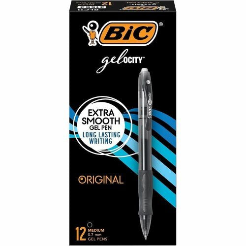 BIC Bic BICRLC11BK Retractable Gel Pen 0.7mm Black Dozen 12