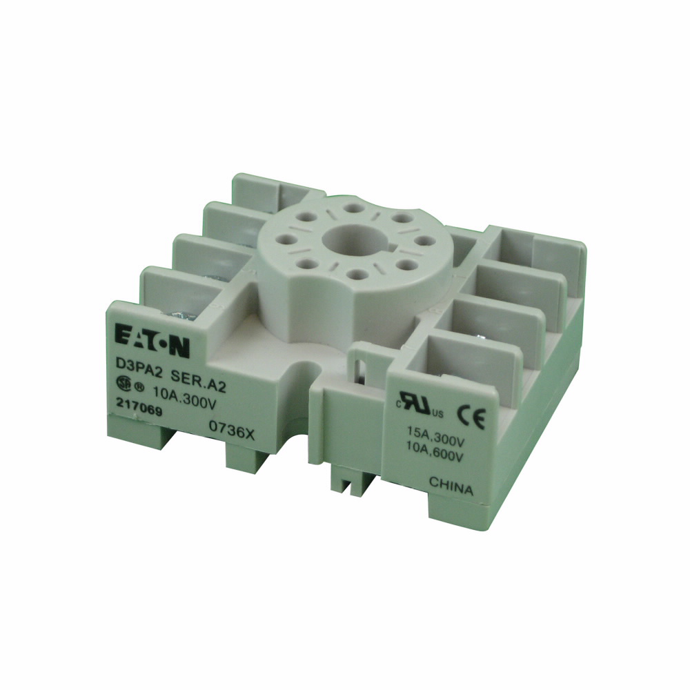 EATON D3PA2 SOCKET 300 TO 600VAC 15A 8 DIN RAIL/PNL