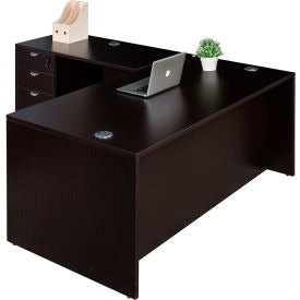BOSS OFFICE PRODUCTS Boss Office Products GROUPA10-MOC Executive L-shaped Desk Mocha