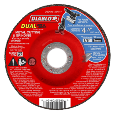 Diablo DBD045125X01F 4-1/2 Metal Dual Cut & Grind Disc - Type 27