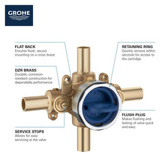 GROHE 35113000 Grohsafe 1/2 in. Stub-Out Connection Pressure Balancing Valve with Stops