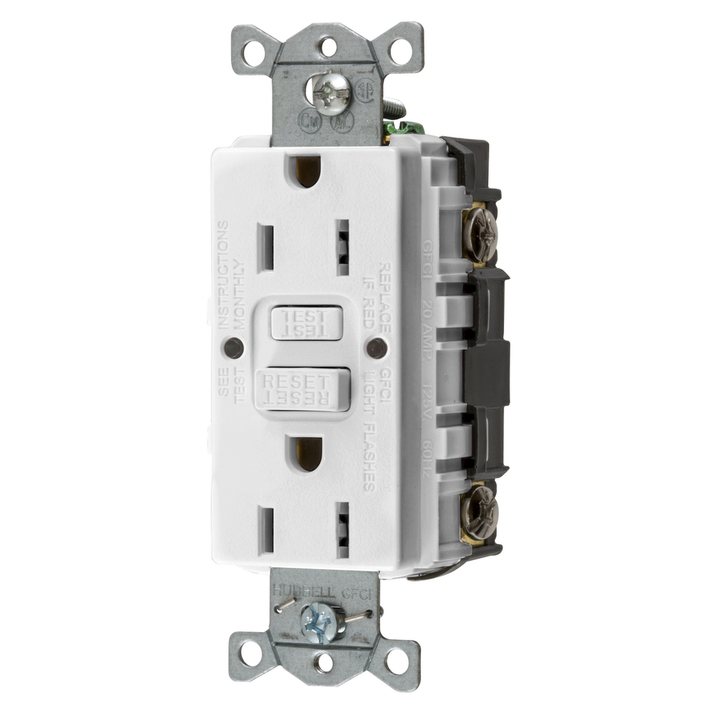 Hubbell Wiring Device-Kellems GFRST15W GFCI Receptacle 15 Amp 125 Volt NEMA 5-15R White