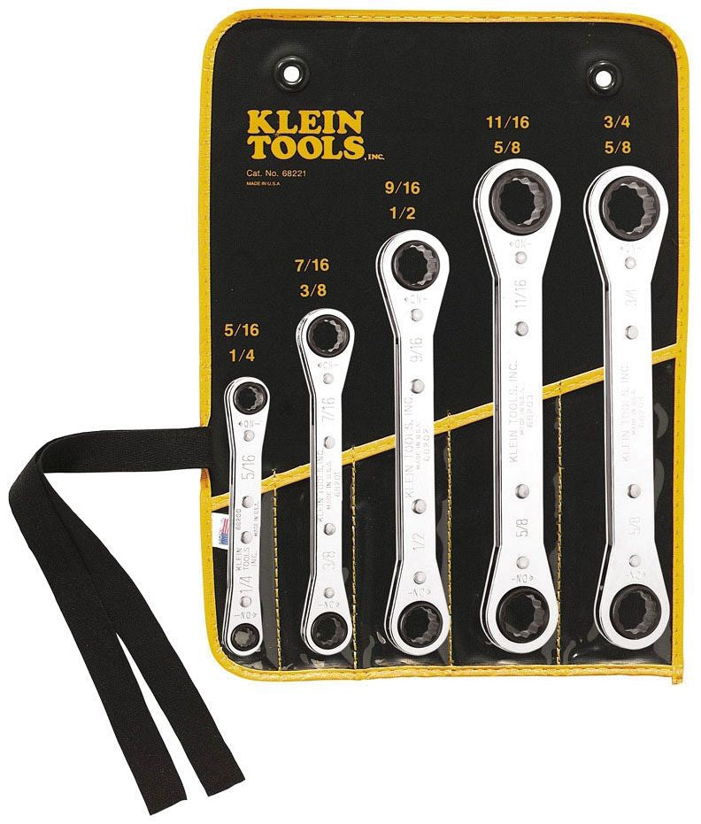 Klein 68221 Ratcheting Box Wrench Set, 5-Piece