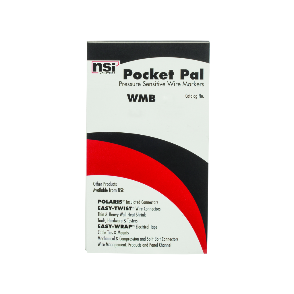 NSI Industries WMB-3 Pocket Pal Wire Marker Book, Black Legend On White Background, 450 Wire Markers, Legend: 1-45