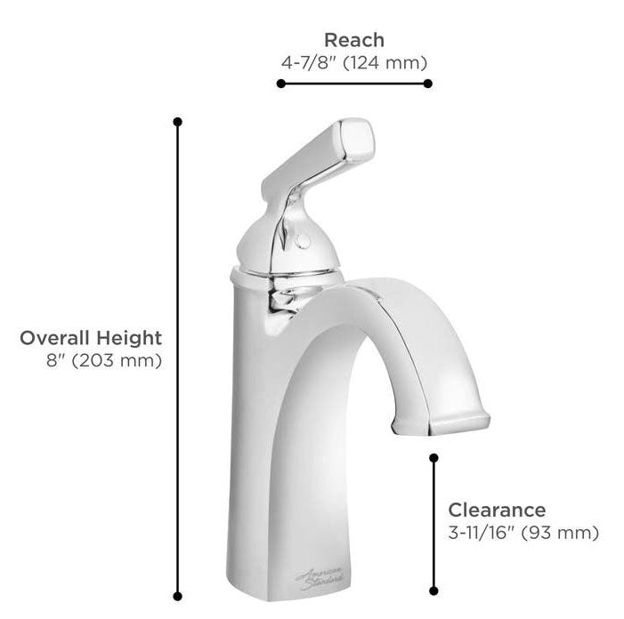 American Standard 7018101.002 Edgemere Single Handle Monoblock Bathroom Sink Faucet in Polished Chrome