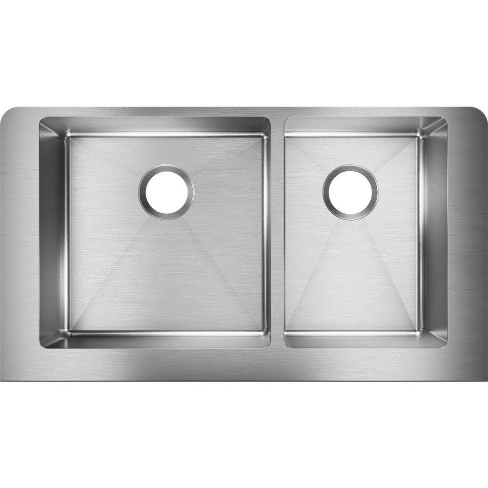 Elkay ECTRUF32179R Crosstown 18 Gauge Stainless Steel 35-7/8 x 20-1/4 x 9, 60/40 Double Bowl Farmhouse Sink